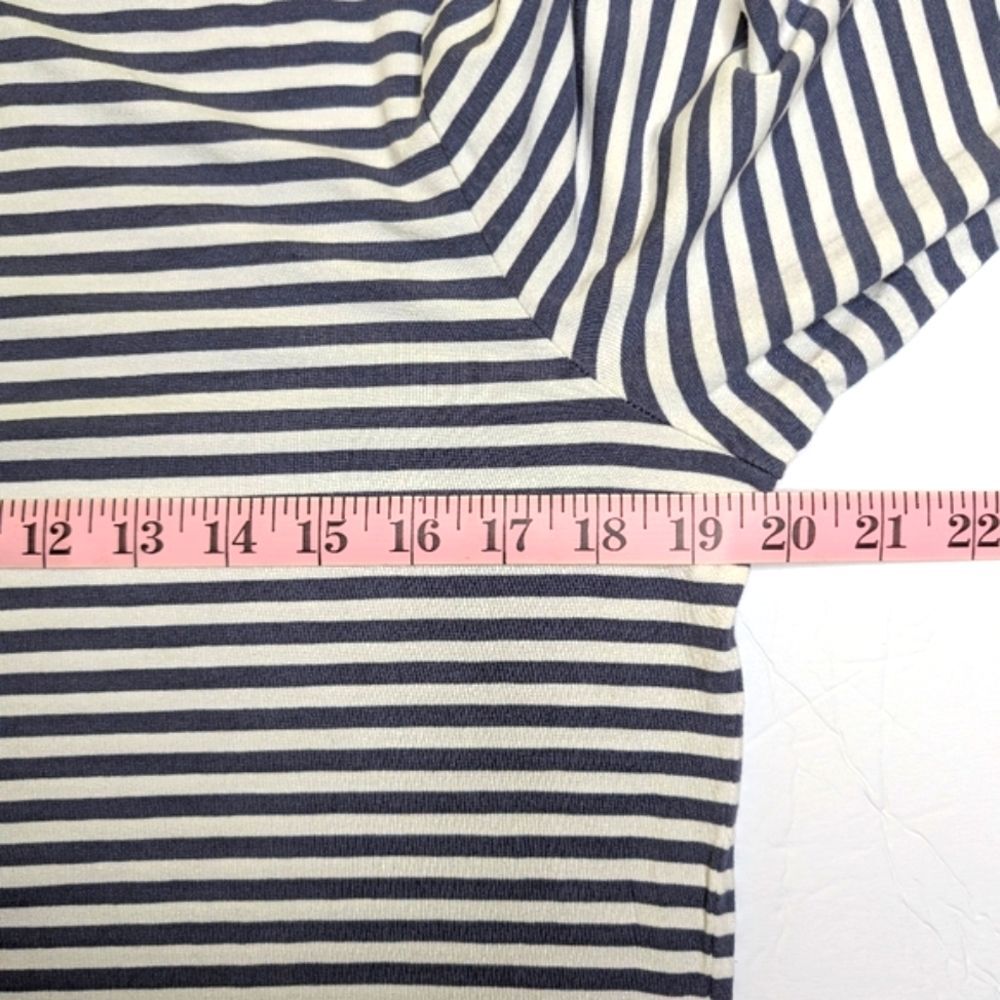 Bogner Striped 3/4 Sleeve Stretch Top Blue White 12 - Picture 7 of 9